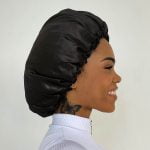 Black - Anti Frizz Satin Bonnet - Adjustable M | Soulta - Image 2
