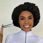 Black - Anti Frizz Satin Bonnet - Adjustable M | Soulta - Image 3